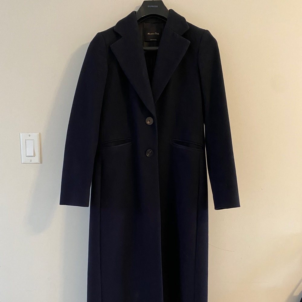 Massimo Dutti long wool navy coat